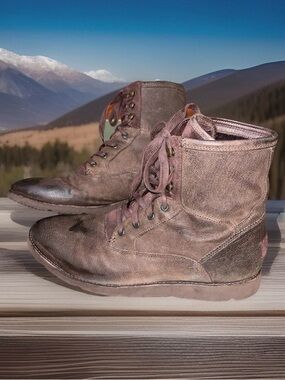 UGG TreadLite Cavitt Brown Leather Sz 12 Men Suede Wool Military Boots